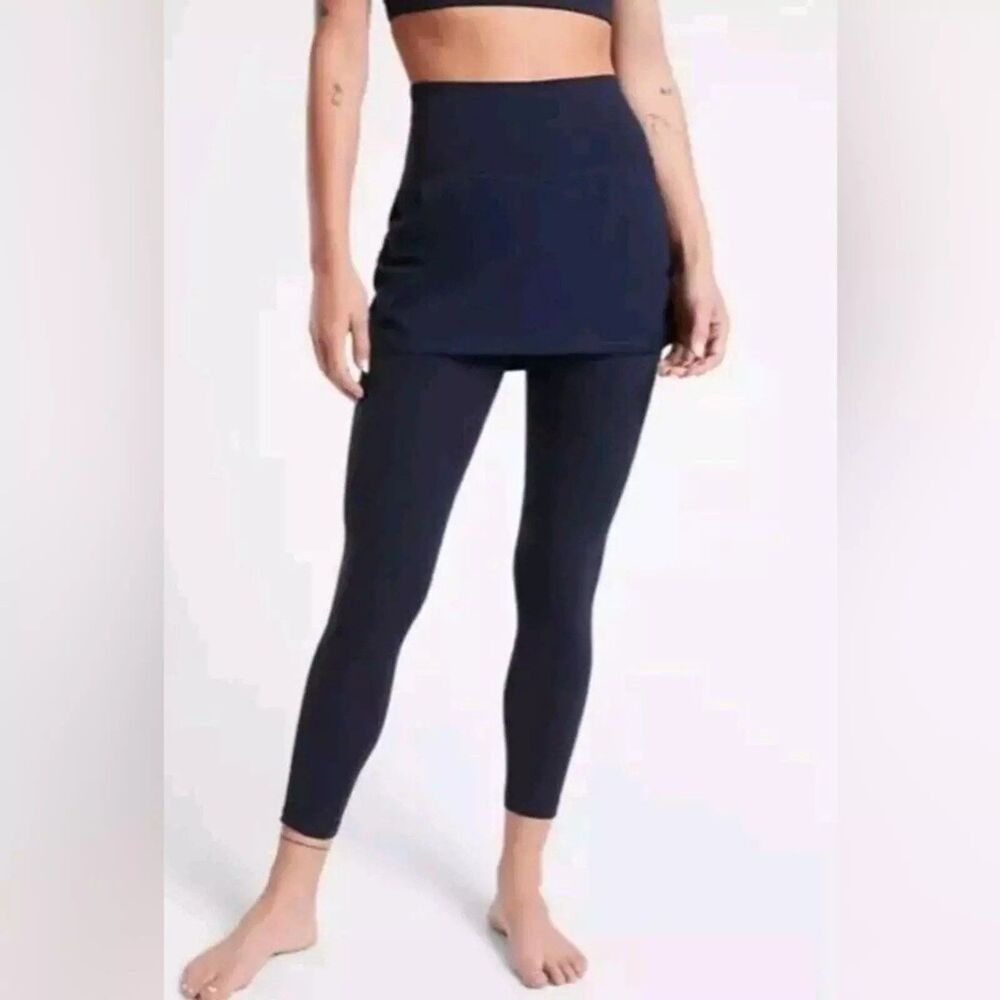 Athleta 2-in-1 Black Skirt Yoga Leggings Size XS Extra Warm Winter